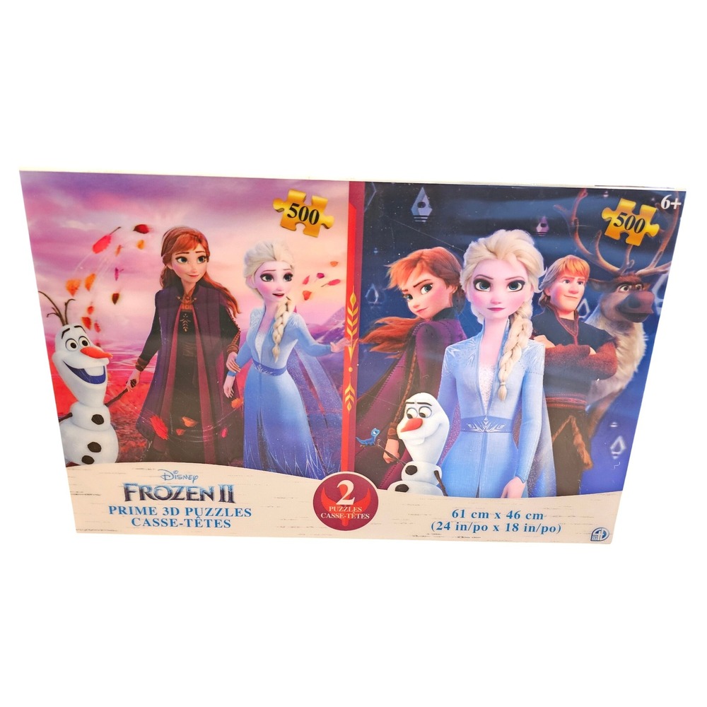 Disney Frozen II Prime 3D Puzzles 2-Pack 500 Pieces Each Elsa Anna Olaf 1536333